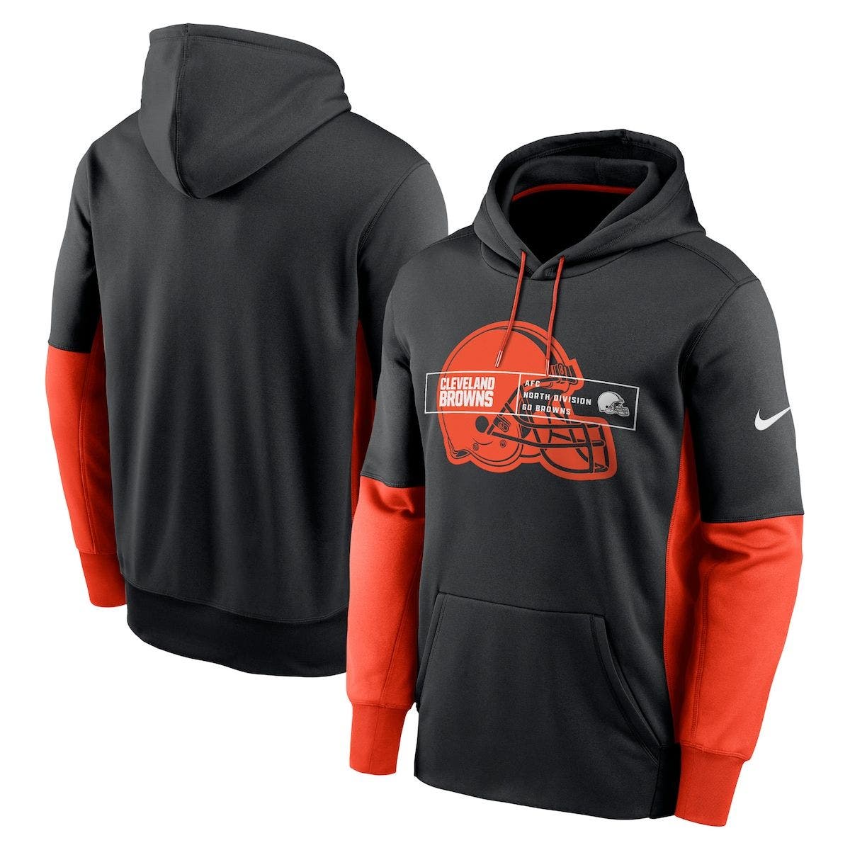 Men's Nike Gray Cleveland Browns Sideline Athletic Stack Performance Pullover Hoodie Size: Small