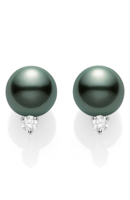 Black South Sea Pearl & Diamond Stud Earrings in D0.20 Gvs 18Kwg