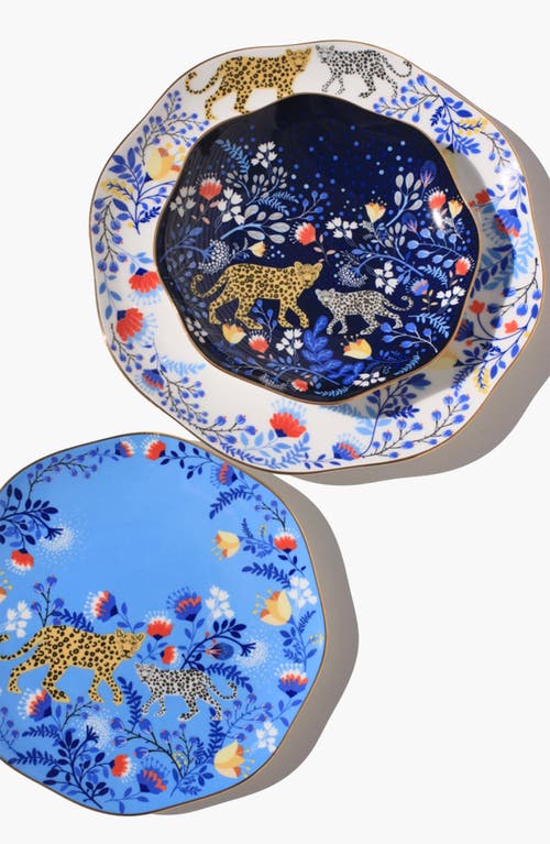JESSIE ZHAO NEW YORK JESSIE ZHAO NEW YORK AMAZON RAINFOREST BONE CHINA PLATES IN BLUE, SET OF THREE