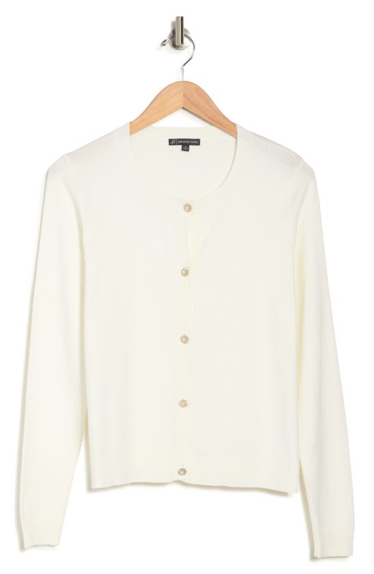 Adrianna Papell Embellished Button Cardigan In Ivory