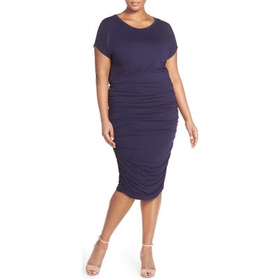 Plus Size Vince Camuto Side Ruched Jersey Midi Dress, Size - (Plus Size) (Nordstrom Exclusive)