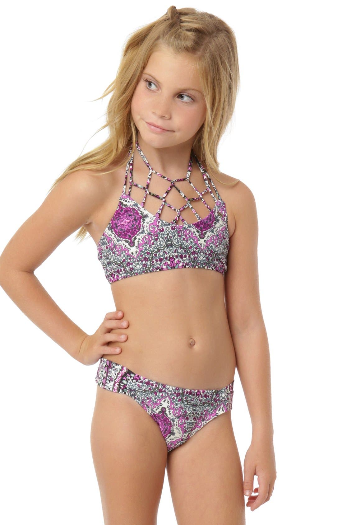 O'Neill 'Mandala' TwoPiece High Neck Halter Swimsuit (Little Girls & Big Girls) Nordstrom