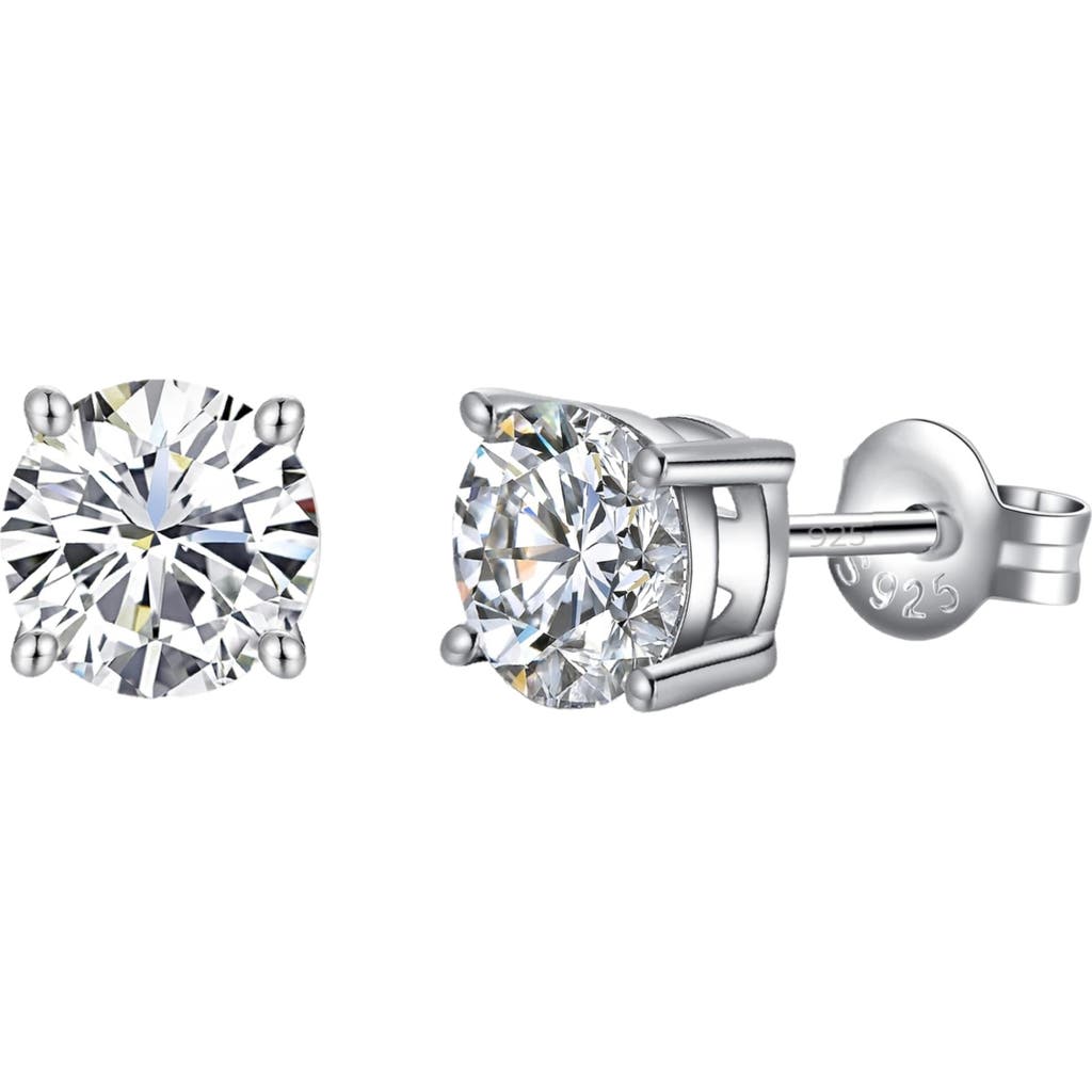 Donatello Gian Sterling Silver Round Moissanite Studs In Silver