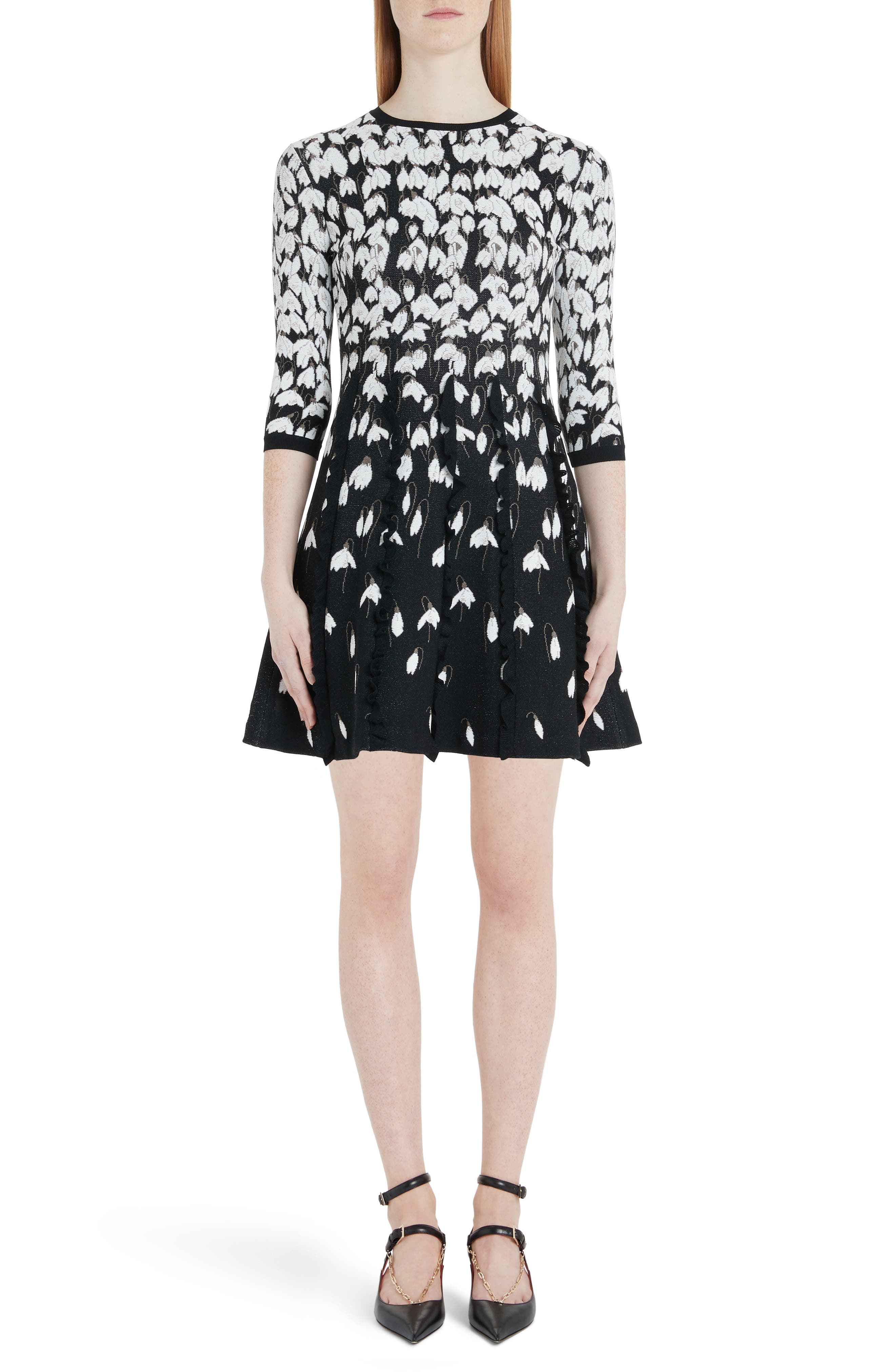 Valentino Bucaneve Jacquard Sweater Dress, Black