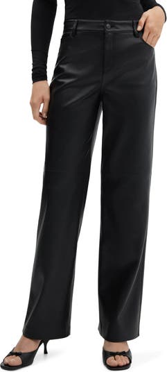 MANGO Faux Leather Straight Leg Pants