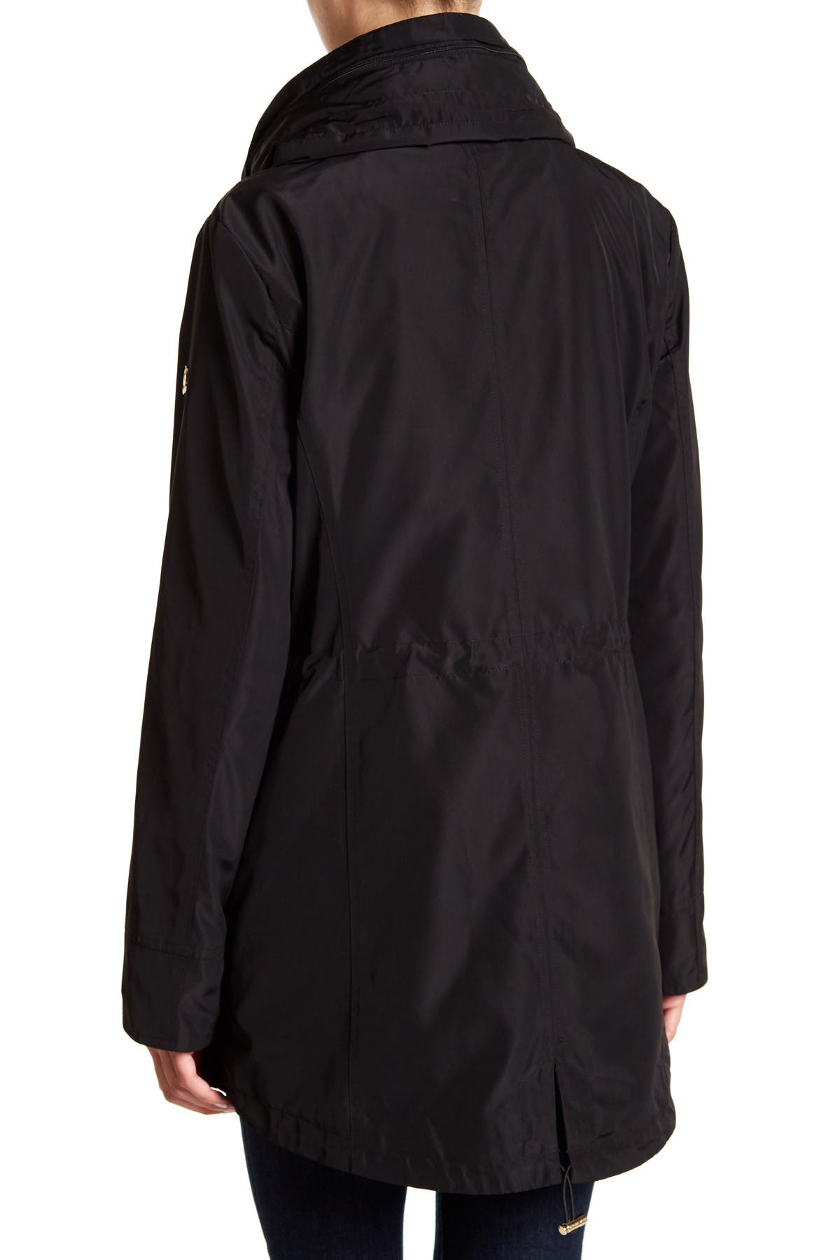 michael kors black raincoat with hood