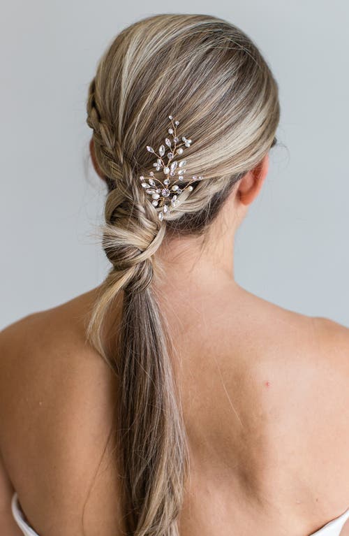 Brides And Hairpins Brides & Hairpins Sabra Freshwater Pearl & Crystal Hair Pin In Gold