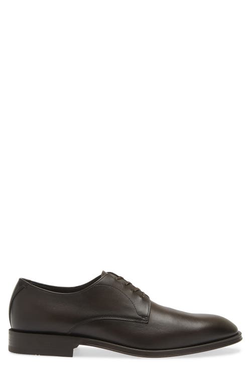 Hugo Boss Derby Shoes In Smooth And Printed Leather In Dark Brown