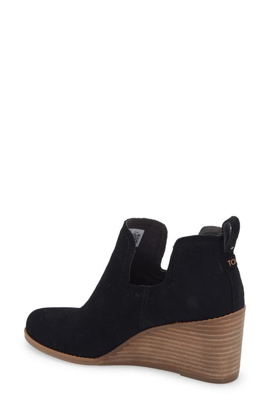 Toms Gwen 10021339 Boot Women Us 8.5 Black Suede Wedge Heel Ankle Bootie Zpo2356 In Black