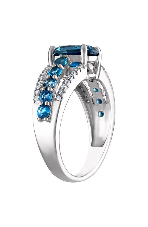 Fzn Sterling Silver Diamond & London Blue Topaz Ring In London Blue Topaz