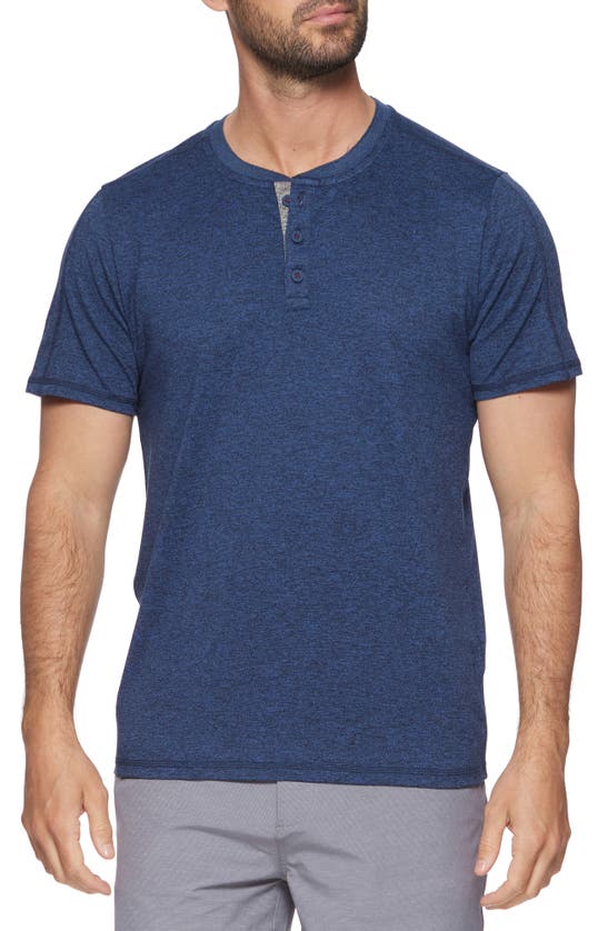 Flag And Anthem Marled Short Sleeve Performance Henley In Navy