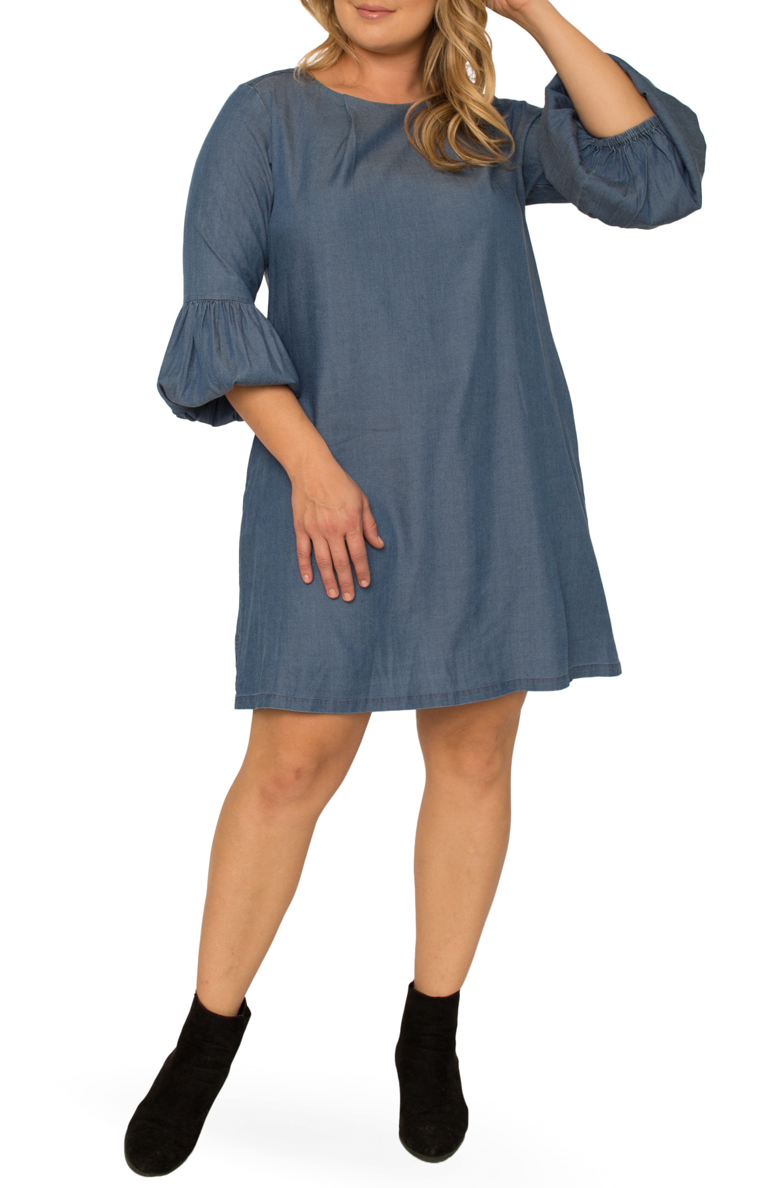 balloon sleeve shift dress