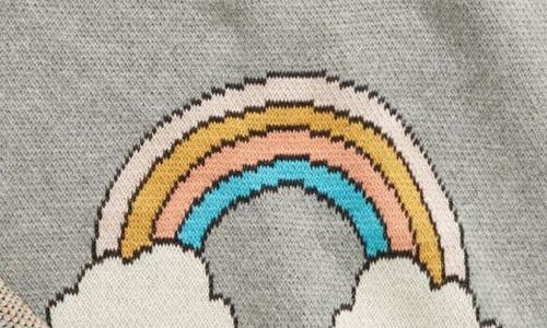 Pink Lemonade Rainbow Organic Cotton Baby Blanket & Travel Pouch Set In Grey