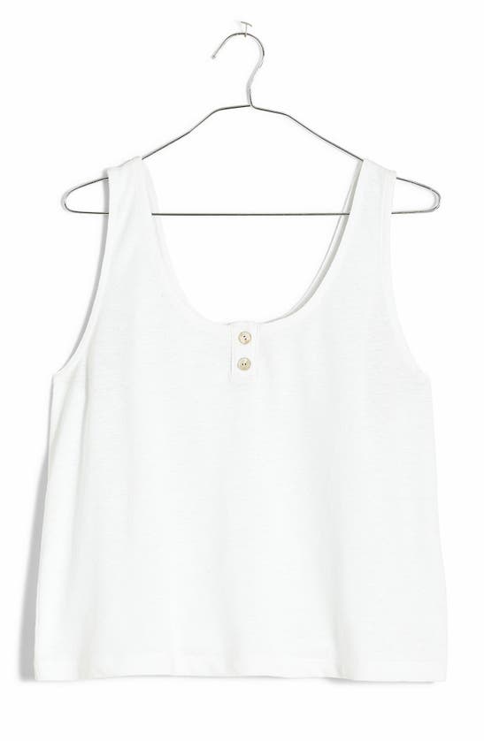 Shop Madewell Pointelle Henley Tank In Eyelet White