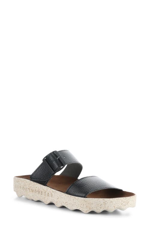 Coly Platform Slide Sandal in Black Eco Faux Leather