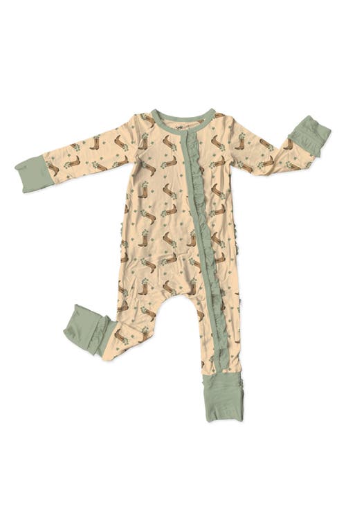 Laree + Co Indiana Ruffle Convertible Snap Footie in Beige