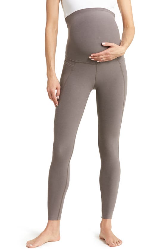 Beyond Yoga Out Of Pocket High Waisted Maternity Leggings In Birch Heather