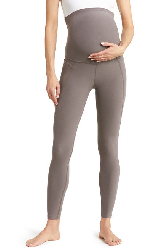 Shop Beyond Yoga Out Of Pocket High Waist Maternity Pocket Leggings In Woodland Heather