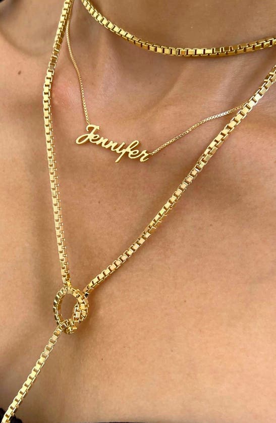 Jennifer Zeuner Rima Box Chain Lariat Necklace In Yellow Gold