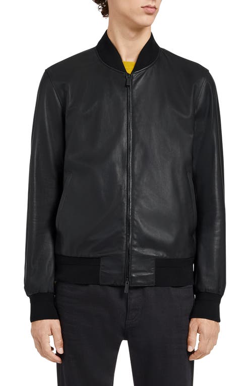 Lambskin Nappa Leather Zip Jacket in Blk Sld