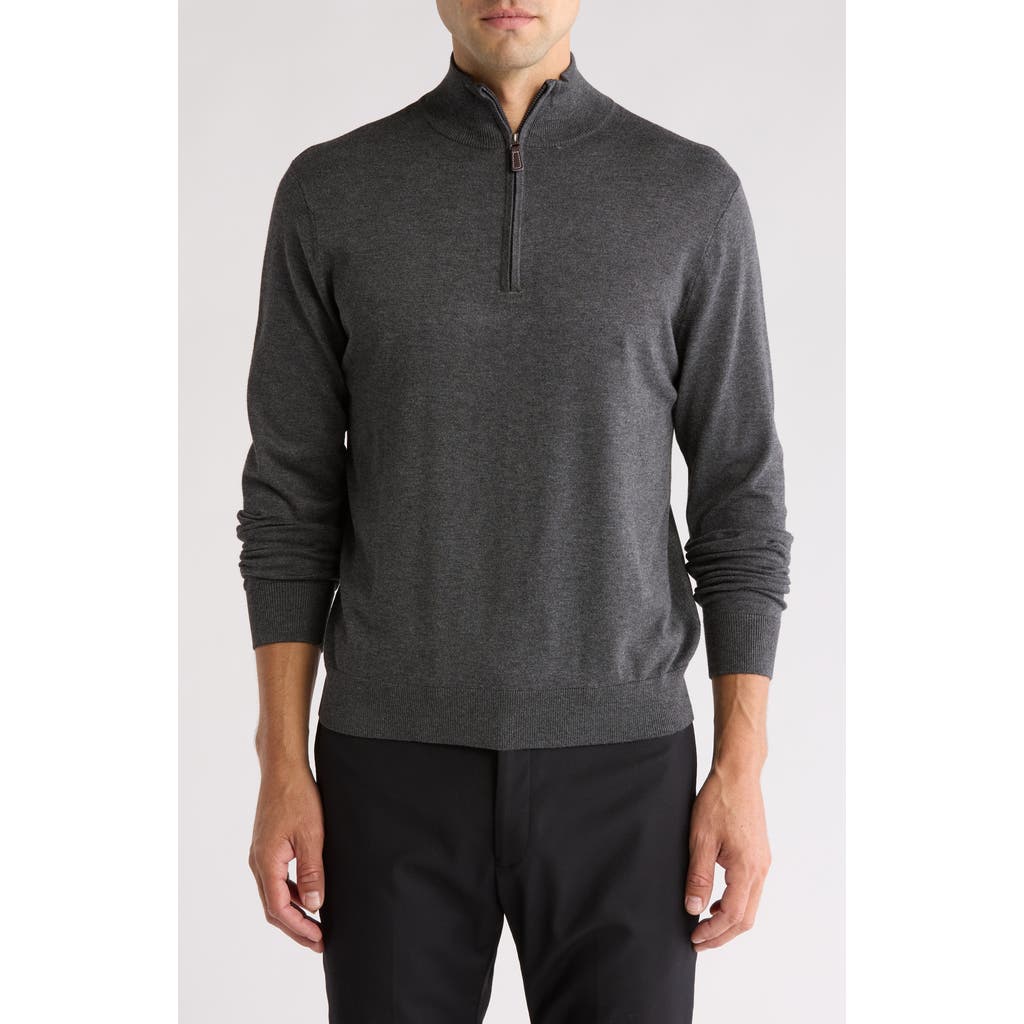 Tom Baine Solid Quarter Zip Pullover In Charcoal
