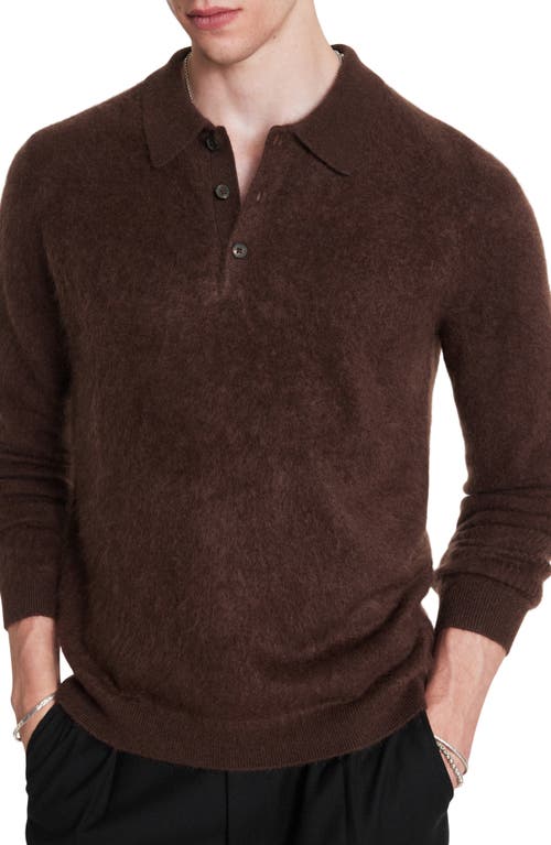 Shop John Varvatos Verona Long Sleeve Cashmere Polo Sweater In Dark Brown