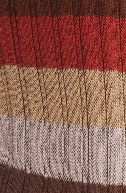 Casa Clara Stripe Crew Socks In Brown Stripes