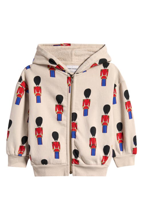 Bobo Choses Kids' Little Tin Soldiers Zip Hoodie in Light Brown 