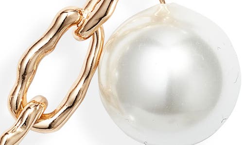 Open Edit Imitation Pearl Curb Chain Necklace In White/gold