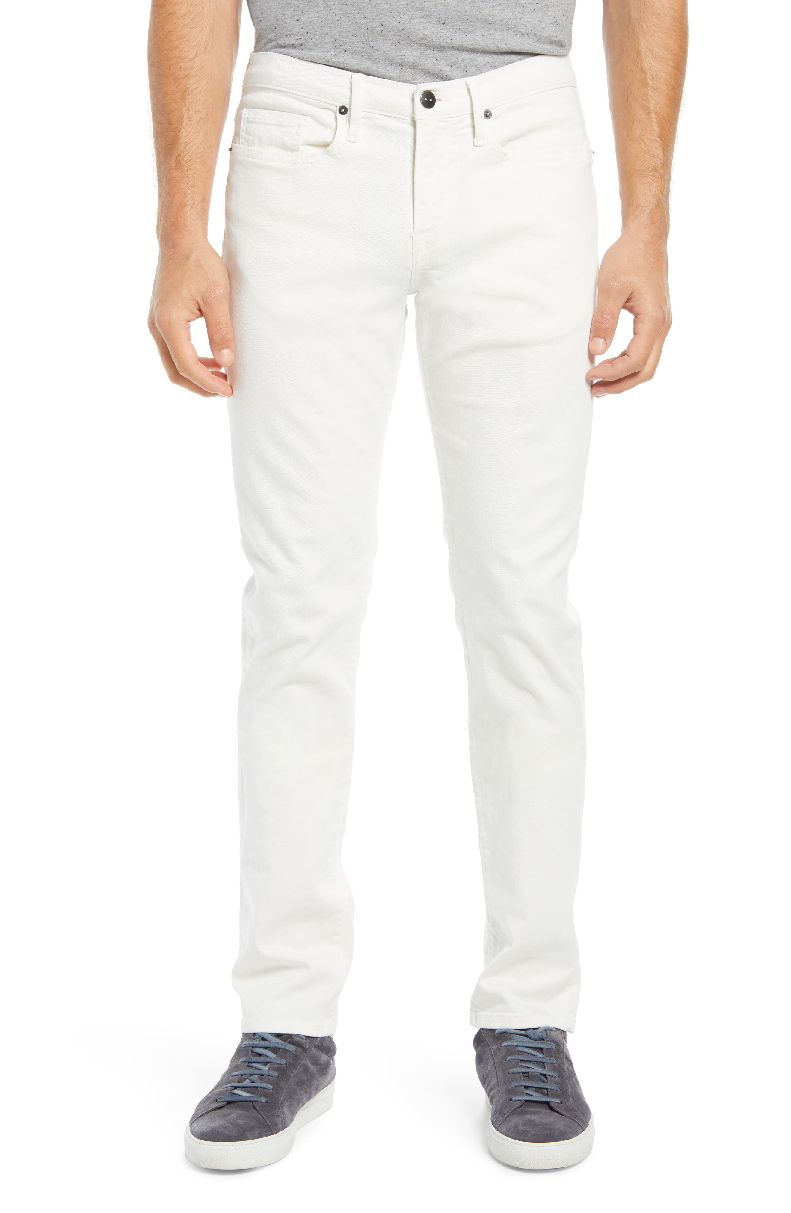 white cut jeans for men