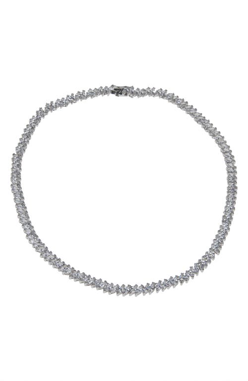 Marquise Cubic Zirconia Tennis Necklace in Clear/silver