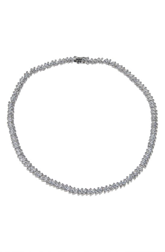 Cz By Kenneth Jay Lane Marquise Cubic Zirconia Tennis Necklace In Gray