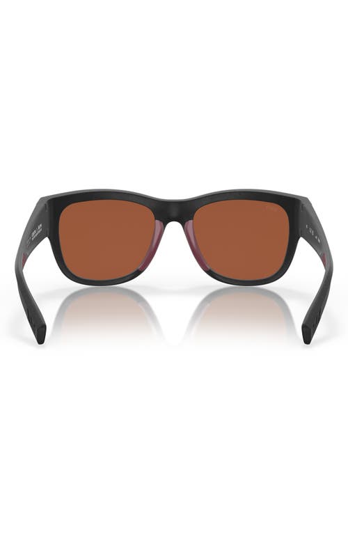 Costa Del Mar Caleta 55mm Mirrored Polarized Square Sunglasses In Black/green Mirror
