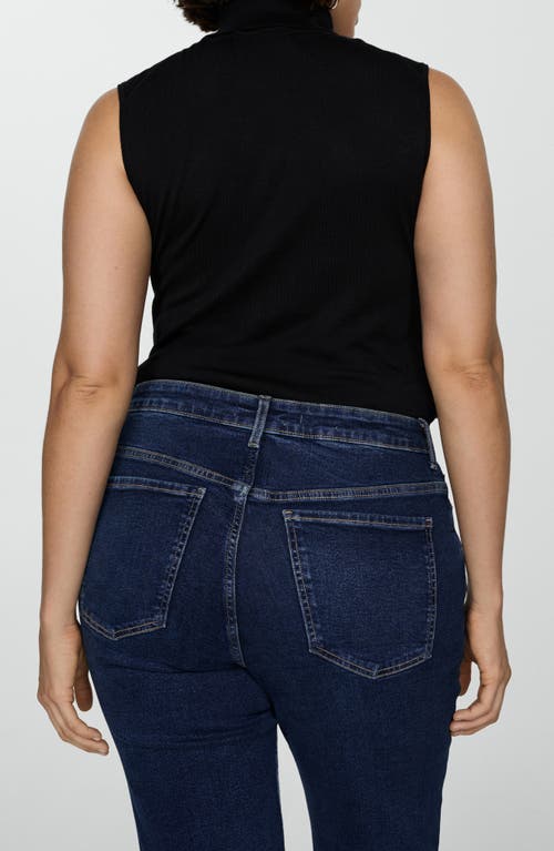 Shop Mango Sienna Raw Hem Crop Flare Jeans In Dark Blue