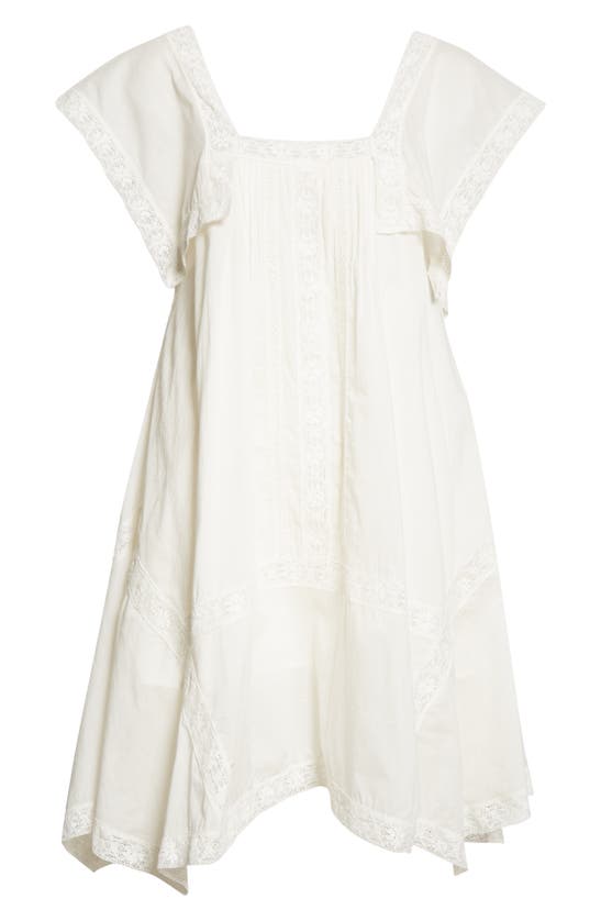 Shop Rebecca Taylor Lace Inset Cotton Shift Dress In Snow