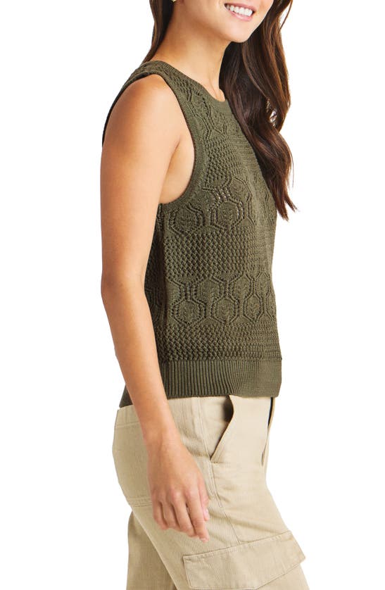 Shop Splendid Celine Open Stitch Sleeveless Sweater In Spruce