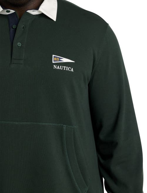 Shop Nautica Pouch Pocket Polo Sweatshirt In Kelp Seas