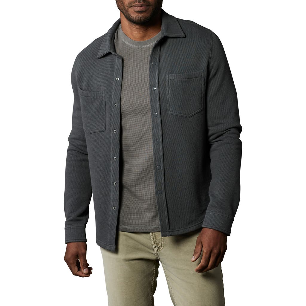 The Normal Brand Texture Knit Button-up Shirt In Shadow