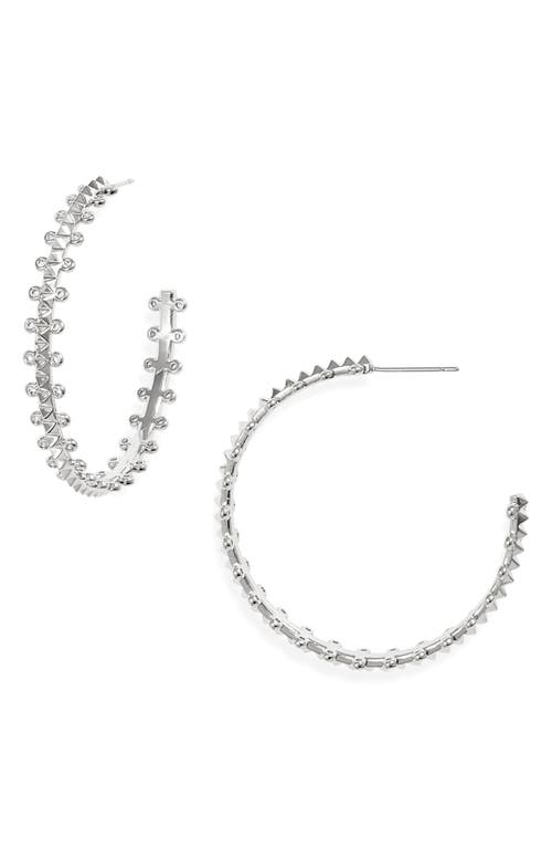 Kendra Scott Jada Crystal Stud Hoop Earrings in Silver White Crystal at Nordstrom