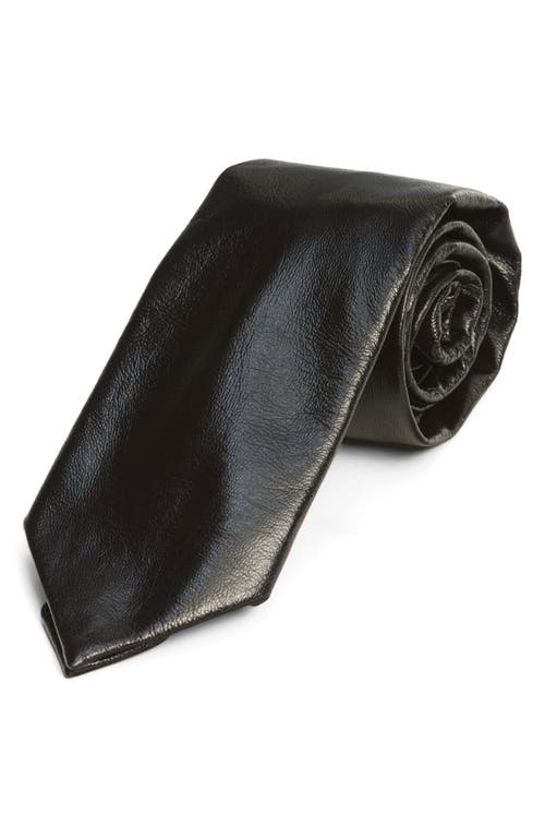 Shiny Leather Tie in Kale