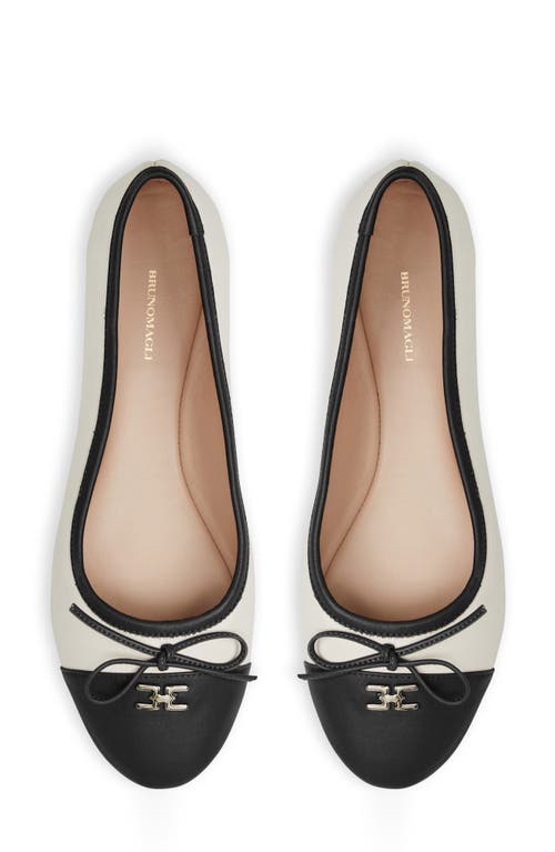 Shop Bruno Magli Donatella Cap Toe Ballet Flat In Black/cream