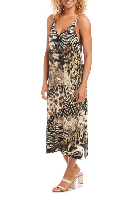 Karen Kane Animal Print Side Slit Midi Dress in Brown Print at Nordstrom, Size Small