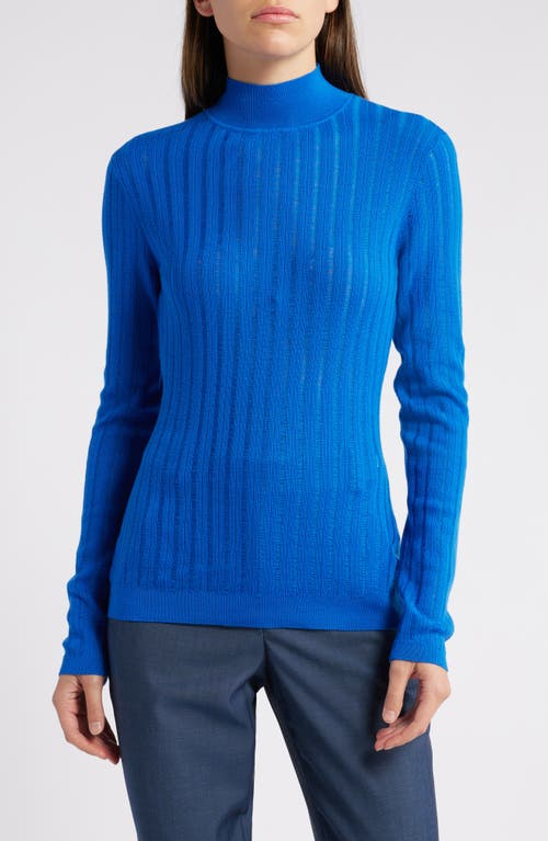 Shop Hugo Boss Boss Fatirami Virgin Wool Rib Sweater In Sonic Blue