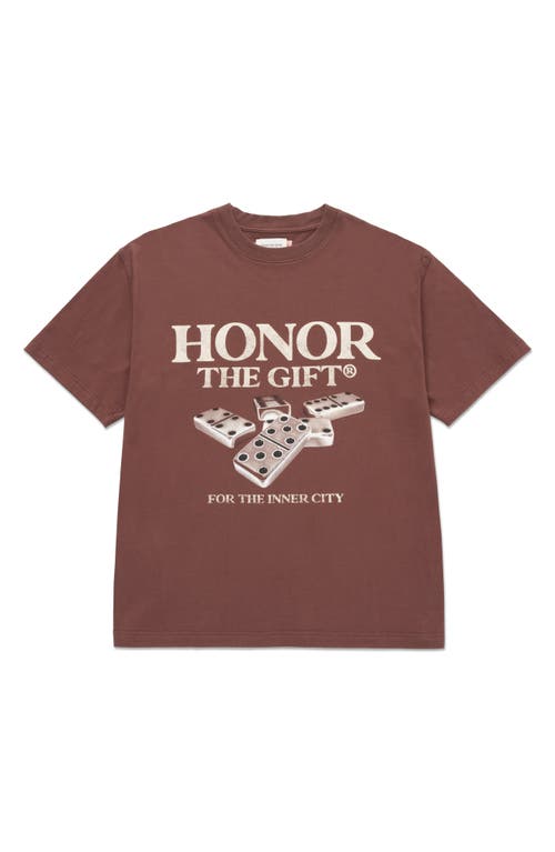HONOR THE GIFT Dominoes Cotton Graphic T-Shirt in Brown