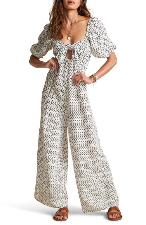 x Sincerely Jules Shout It Out Geo Print Wide Leg Linen Blend Jumpsuit in Cwp-Cool Wip