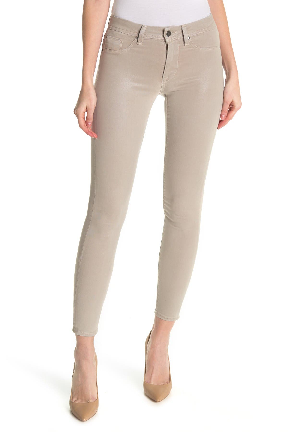 mid rise coated jeans