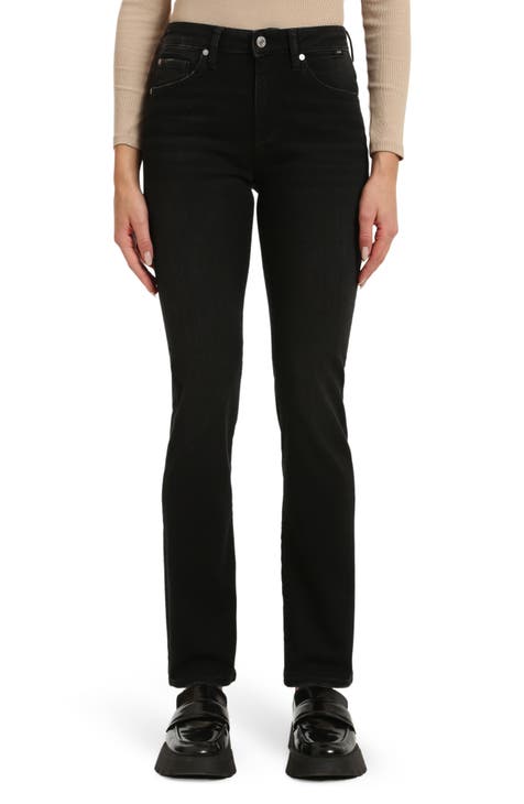 Halston Straight Leg Ripped Jeans – Sand + Charcoal