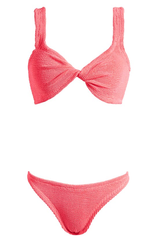 Hunza G Juno Crinkle Twist Two-piece Swimsuit In Hot Pink