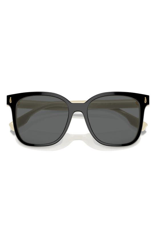 Tory Burch Women's Thin Miller 53mm Square Sunglasses In Black/ Ivory