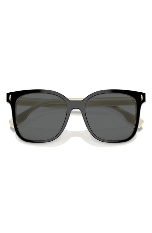 Shop Tory Burch 53mm Square Sunglasses In Black/ivory